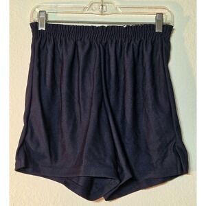 NOS Vtg 80s Shorts Polyester Gym Athletic Sand Knit Blue Youth/Men USA 24" - 30"